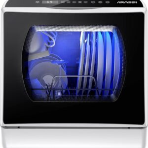 AIRMSEN Portable Countertop Dishwashers, 5 Washing Programs