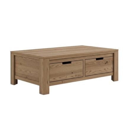 Craviona Modern Farmhouse Coffee Table with Storage | Rustic Oak Wood Finish